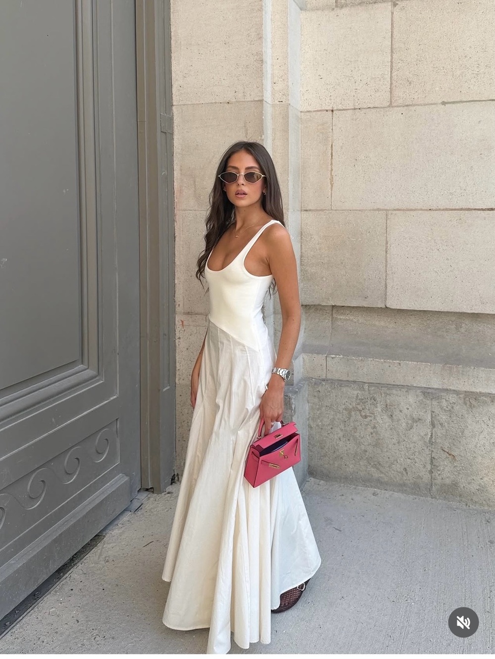 Zara White Maxi Dress with Scoop Neck